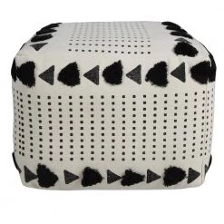 Textured Black / White 18 in. x 18 in. x 14 in. Dash and Dot Pouf Ottoman by LR Home -Cheap LR Home Store black white lr home ottomans poufs34059blk1612 1f 1000