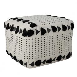 Textured Black / White 18 in. x 18 in. x 14 in. Dash and Dot Pouf Ottoman by LR Home -Cheap LR Home Store black white lr home ottomans poufs34059blk1612 44 1000