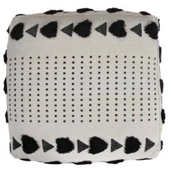 Textured Black / White 18 in. x 18 in. x 14 in. Dash and Dot Pouf Ottoman by LR Home -Cheap LR Home Store black white lr home ottomans poufs34059blk1612 c3 1000