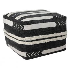 Textured Black / White 18 in. x 18 in. x 14 in. Solid Chevron Stripe Pouf Ottoman by LR Home -Cheap LR Home Store black white lr home ottomans poufs34060blk1612 1f 1000