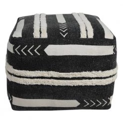 Textured Black / White 18 in. x 18 in. x 14 in. Solid Chevron Stripe Pouf Ottoman by LR Home -Cheap LR Home Store black white lr home ottomans poufs34060blk1612 44 1000