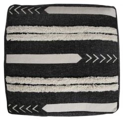 Textured Black / White 18 in. x 18 in. x 14 in. Solid Chevron Stripe Pouf Ottoman by LR Home -Cheap LR Home Store black white lr home ottomans poufs34060blk1612 c3 1000