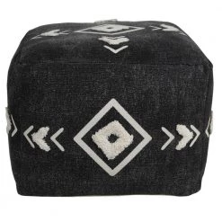 Textured Black / White 18 in. x 18 in. x 14 in. Diamond Medallion Pouf Ottoman by LR Home 17 Textured Black / White 18 in. x 18 in. x 14 in. Diamond Medallion Pouf Ottoman by LR Home -Cheap LR Home Store black white lr home ottomans poufs34062blk1612 1f 1000