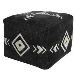 Textured Black / White 18 in. x 18 in. x 14 in. Diamond Medallion Pouf Ottoman by LR Home 18 Textured Black / White 18 in. x 18 in. x 14 in. Diamond Medallion Pouf Ottoman by LR Home -Cheap LR Home Store black white lr home ottomans poufs34062blk1612 44 1000