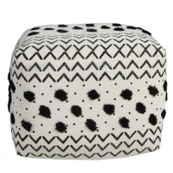 Textured Black / White 18 in. x 18 in. x 14 in. Dot and Geometric Arrow Pouf Ottoman by LR Home -Cheap LR Home Store black white lr home ottomans poufs34063blk1612 44 1000