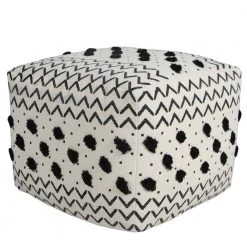 Textured Black / White 18 in. x 18 in. x 14 in. Dot and Geometric Arrow Pouf Ottoman by LR Home -Cheap LR Home Store black white lr home ottomans poufs34063blk1612 4f 1000