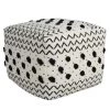 Textured Black / White 18 in. x 18 in. x 14 in. Dot and Geometric Arrow Pouf Ottoman by LR Home -Cheap LR Home Store black white lr home ottomans poufs34063blk1612 64 1000