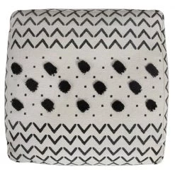 Textured Black / White 18 in. x 18 in. x 14 in. Dot and Geometric Arrow Pouf Ottoman by LR Home -Cheap LR Home Store black white lr home ottomans poufs34063blk1612 c3 1000