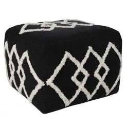 Textured Black / White 18 in. x 18 in. x 14 in. Overlapping Diamonds Pouf Ottoman by LR Home 17 Textured Black / White 18 in. x 18 in. x 14 in. Overlapping Diamonds Pouf Ottoman by LR Home -Cheap LR Home Store black white lr home ottomans poufs34066blk1612 1f 1000