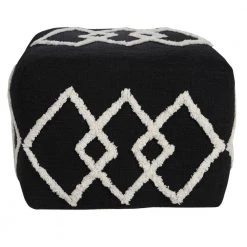 Textured Black / White 18 in. x 18 in. x 14 in. Overlapping Diamonds Pouf Ottoman by LR Home 18 Textured Black / White 18 in. x 18 in. x 14 in. Overlapping Diamonds Pouf Ottoman by LR Home -Cheap LR Home Store black white lr home ottomans poufs34066blk1612 44 1000