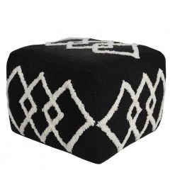 Textured Black / White 18 in. x 18 in. x 14 in. Overlapping Diamonds Pouf Ottoman by LR Home 16 Textured Black / White 18 in. x 18 in. x 14 in. Overlapping Diamonds Pouf Ottoman by LR Home -Cheap LR Home Store black white lr home ottomans poufs34066blk1612 4f 1000