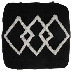 Textured Black / White 18 in. x 18 in. x 14 in. Overlapping Diamonds Pouf Ottoman by LR Home 15 Textured Black / White 18 in. x 18 in. x 14 in. Overlapping Diamonds Pouf Ottoman by LR Home -Cheap LR Home Store black white lr home ottomans poufs34066blk1612 c3 1000