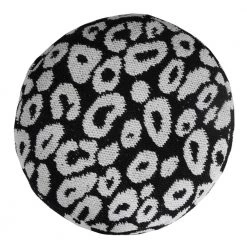 Modern Black / White 18 in. x 18 in. x 14 in. Animal Leopard Print Pouf Ottoman by LR Home -Cheap LR Home Store black white lr home ottomans poufs34067blk1612 c3 1000