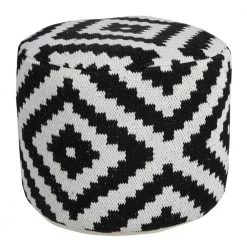 Modern Black / White 18 in. x 18 in. x 14 in. Geometric Medallion Pouf Ottoman by LR Home 13 Modern Black / White 18 in. x 18 in. x 14 in. Geometric Medallion Pouf Ottoman by LR Home -Cheap LR Home Store black white lr home ottomans poufs34068blk1612 4f 1000