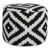 Modern Black / White 18 in. x 18 in. x 14 in. Geometric Medallion Pouf Ottoman by LR Home 1 Modern Black / White 18 in. x 18 in. x 14 in. Geometric Medallion Pouf Ottoman by LR Home -Cheap LR Home Store black white lr home ottomans poufs34068blk1612 64 1000