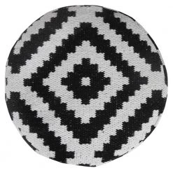 Modern Black / White 18 in. x 18 in. x 14 in. Geometric Medallion Pouf Ottoman by LR Home 12 Modern Black / White 18 in. x 18 in. x 14 in. Geometric Medallion Pouf Ottoman by LR Home -Cheap LR Home Store black white lr home ottomans poufs34068blk1612 c3 1000