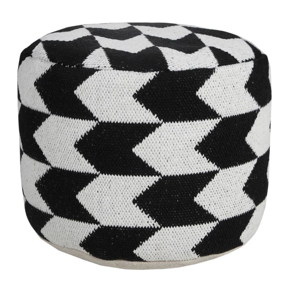 Modern Black / White 18 in. x 18 in. x 14 in. Oversized Chevron Arrow Pouf Ottoman by LR Home 6 Modern Black / White 18 in. x 18 in. x 14 in. Oversized Chevron Arrow Pouf Ottoman by LR Home - Image 4
