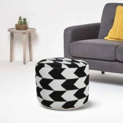 Modern Black / White 18 in. x 18 in. x 14 in. Oversized Chevron Arrow Pouf Ottoman by LR Home 15 Modern Black / White 18 in. x 18 in. x 14 in. Oversized Chevron Arrow Pouf Ottoman by LR Home -Cheap LR Home Store black white lr home ottomans poufs34069blk1612 31 1000