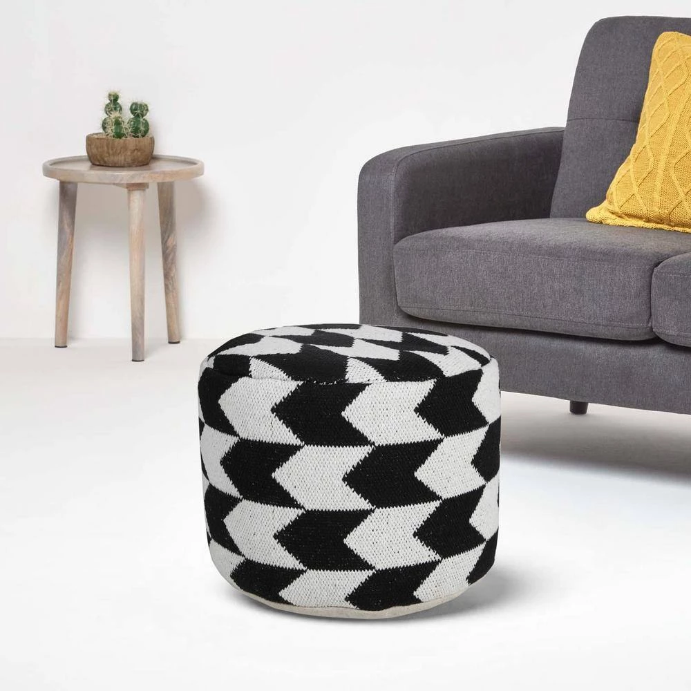 Modern Black / White 18 in. x 18 in. x 14 in. Oversized Chevron Arrow Pouf Ottoman by LR Home 9 Modern Black / White 18 in. x 18 in. x 14 in. Oversized Chevron Arrow Pouf Ottoman by LR Home - Image 7