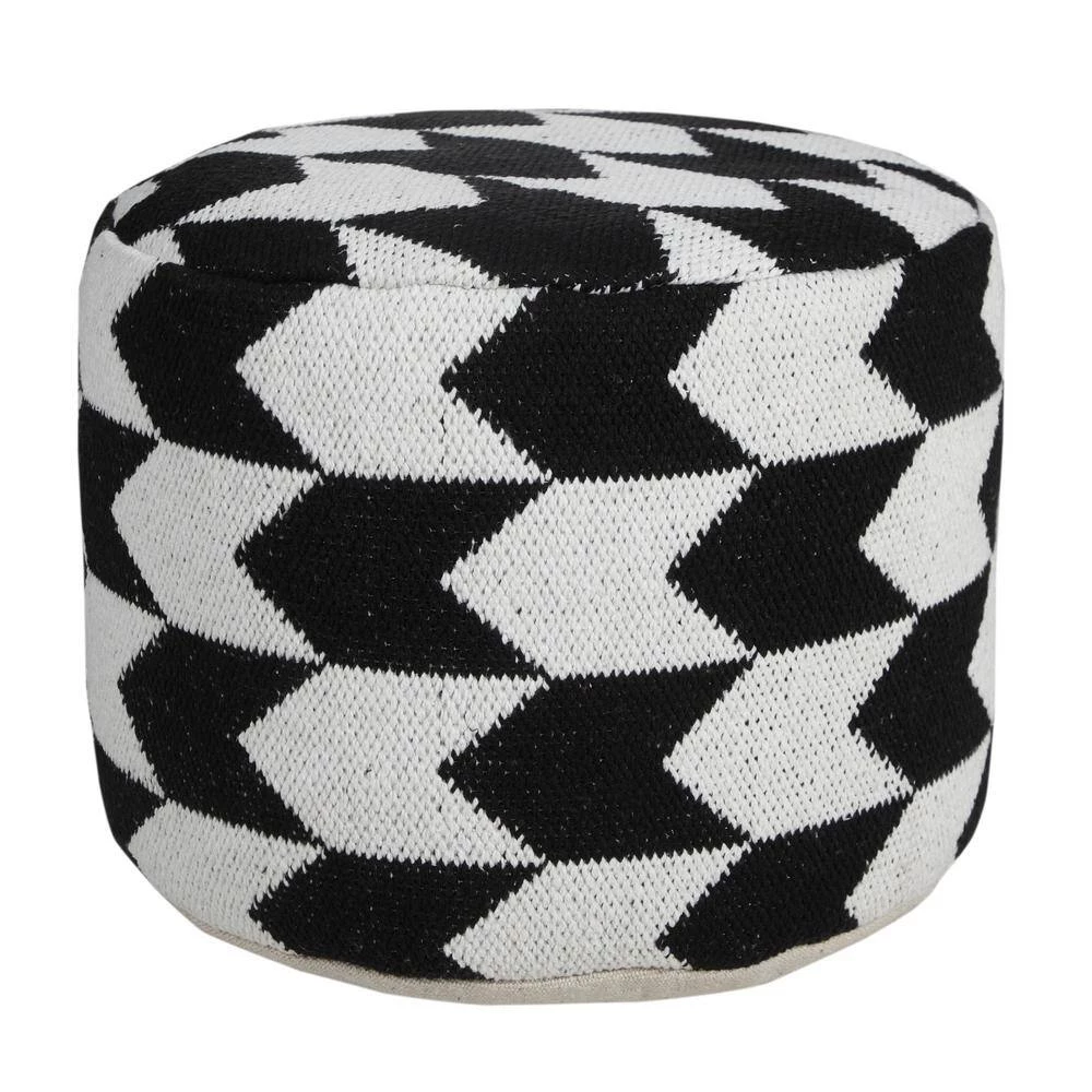 Modern Black / White 18 in. x 18 in. x 14 in. Oversized Chevron Arrow Pouf Ottoman by LR Home 5 Modern Black / White 18 in. x 18 in. x 14 in. Oversized Chevron Arrow Pouf Ottoman by LR Home - Image 3
