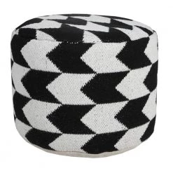Modern Black / White 18 in. x 18 in. x 14 in. Oversized Chevron Arrow Pouf Ottoman by LR Home