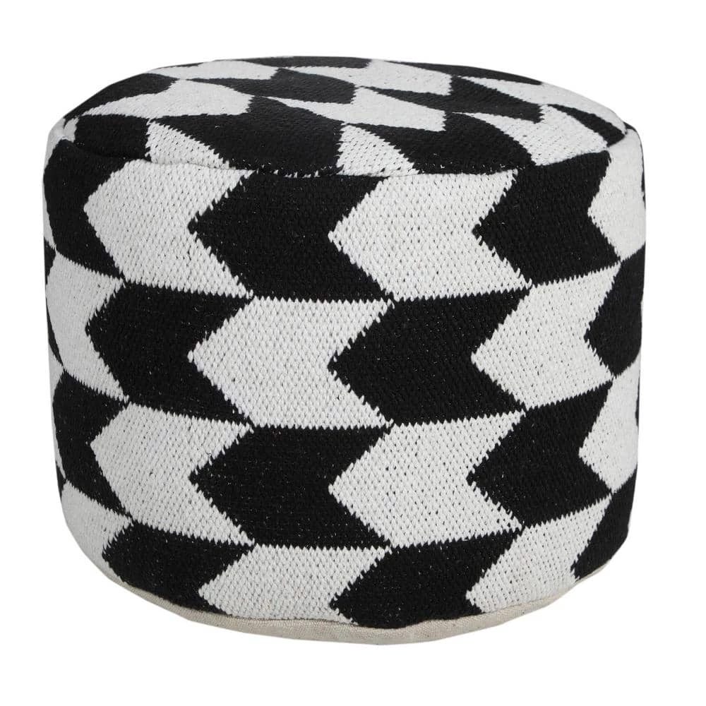 Modern Black / White 18 in. x 18 in. x 14 in. Oversized Chevron Arrow Pouf Ottoman by LR Home 3 Modern Black / White 18 in. x 18 in. x 14 in. Oversized Chevron Arrow Pouf Ottoman by LR Home