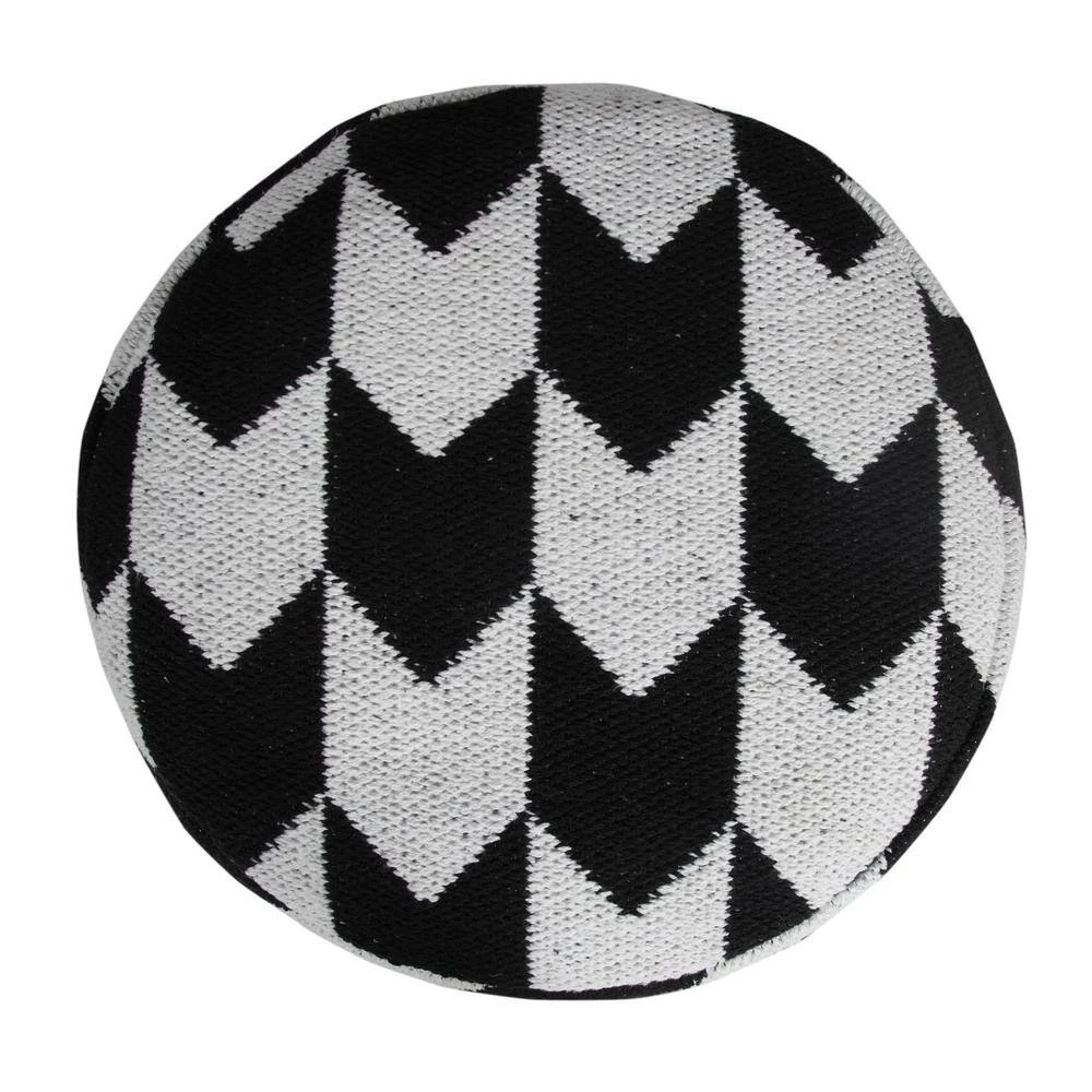 Modern Black / White 18 in. x 18 in. x 14 in. Oversized Chevron Arrow Pouf Ottoman by LR Home 4 Modern Black / White 18 in. x 18 in. x 14 in. Oversized Chevron Arrow Pouf Ottoman by LR Home - Image 2