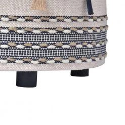 Ox Bay Handmade Blue/Cream Striped Organic Cotton Ottoman by LR Home -Cheap LR Home Store blue cream lr home ottomans 5013a6184d9348 1f 1000