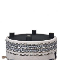 Ox Bay Handmade Blue/Cream Striped Organic Cotton Ottoman by LR Home -Cheap LR Home Store blue cream lr home ottomans 5013a6184d9348 c3 1000