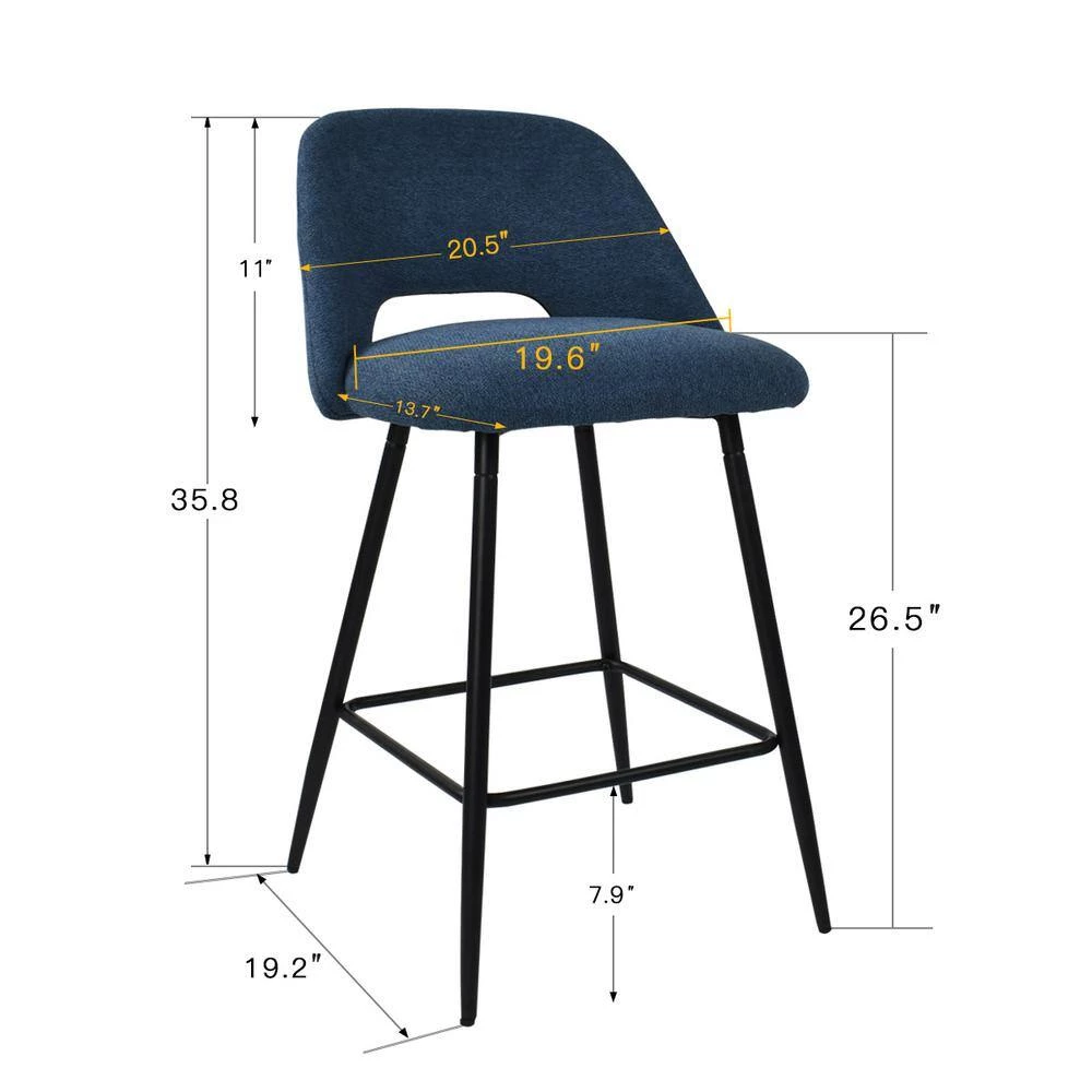 35.8"Blue Upholstered Counter Bar Stool( Set of 2) by Elevens 7 35.8"Blue Upholstered Counter Bar Stool( Set of 2) by Elevens - Image 5