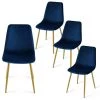 Velvet Blue Upholstered Dining Side Chair (Set of 4) by Elevens -Cheap LR Home Store blue elevens dining chairs bingo chair gold blue 64 1000