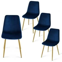Velvet Blue Upholstered Dining Side Chair (Set of 4) by Elevens