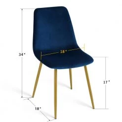 Velvet Blue Upholstered Dining Side Chair (Set of 4) by Elevens -Cheap LR Home Store blue elevens dining chairs bingo chair gold blue c3 1000