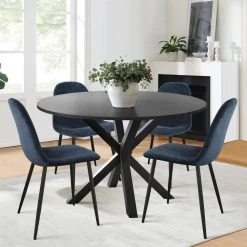 5-Piece Round Black Wood Top Dining Set Dining Table Set by Elevens 18 5-Piece Round Black Wood Top Dining Set Dining Table Set by Elevens -Cheap LR Home Store blue elevens dining room sets oliver wood spoon bk blue 4 31 1000