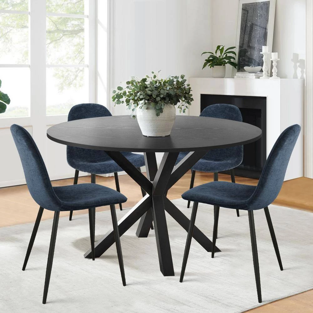 5-Piece Round Black Wood Top Dining Set Dining Table Set by Elevens 10 5-Piece Round Black Wood Top Dining Set Dining Table Set by Elevens - Image 8