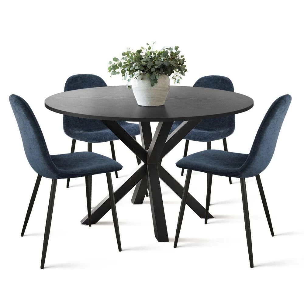 5-Piece Round Black Wood Top Dining Set Dining Table Set by Elevens 11 5-Piece Round Black Wood Top Dining Set Dining Table Set by Elevens - Image 9