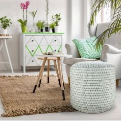 Interwoven Coastal Delight Blue / Green 20 in. Indoor Outdoor Pouf by LR Home 19 Interwoven Coastal Delight Blue / Green 20 in. Indoor Outdoor Pouf by LR Home -Cheap LR Home Store blue green lr home ottomans poufs34018swb1818 31 1000
