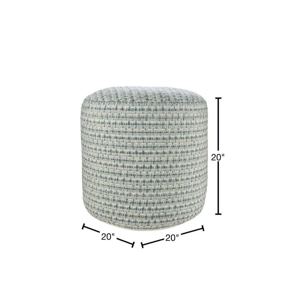 Interwoven Coastal Delight Blue / Green 20 in. Indoor Outdoor Pouf by LR Home 5 Interwoven Coastal Delight Blue / Green 20 in. Indoor Outdoor Pouf by LR Home - Image 3