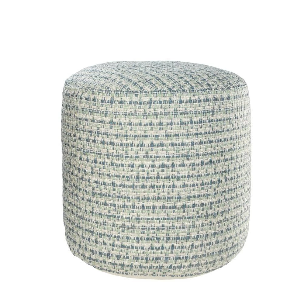 Interwoven Coastal Delight Blue / Green 20 in. Indoor Outdoor Pouf by LR Home 7 Interwoven Coastal Delight Blue / Green 20 in. Indoor Outdoor Pouf by LR Home - Image 5