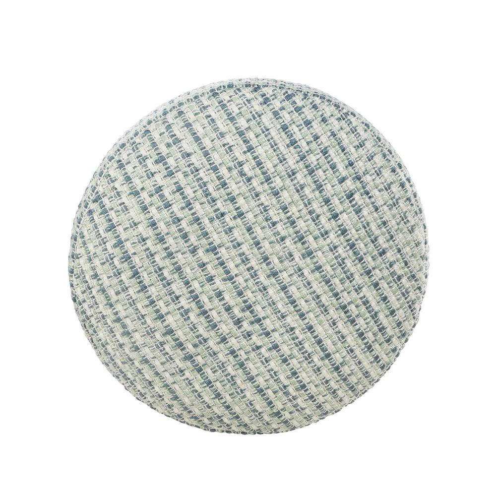 Interwoven Coastal Delight Blue / Green 20 in. Indoor Outdoor Pouf by LR Home 6 Interwoven Coastal Delight Blue / Green 20 in. Indoor Outdoor Pouf by LR Home - Image 4