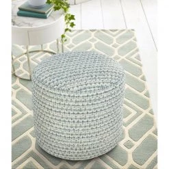 Interwoven Coastal Delight Blue / Green 20 in. Indoor Outdoor Pouf by LR Home 18 Interwoven Coastal Delight Blue / Green 20 in. Indoor Outdoor Pouf by LR Home -Cheap LR Home Store blue green lr home ottomans poufs34018swb1818 d4 1000