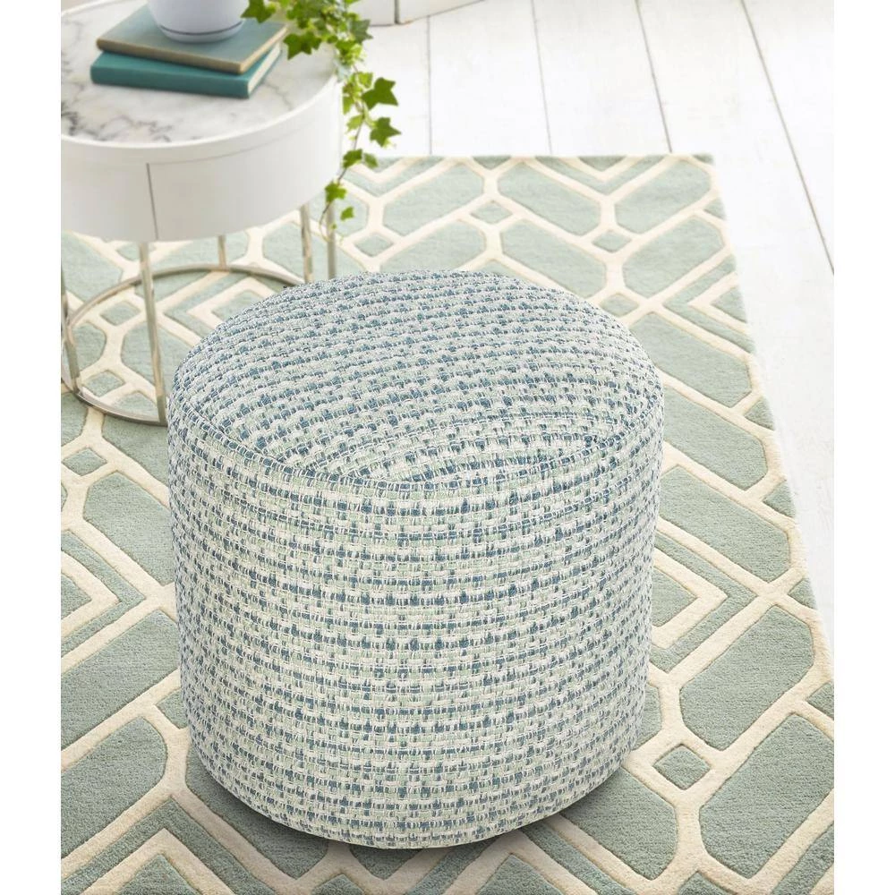 Interwoven Coastal Delight Blue / Green 20 in. Indoor Outdoor Pouf by LR Home 10 Interwoven Coastal Delight Blue / Green 20 in. Indoor Outdoor Pouf by LR Home - Image 8