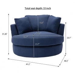 Blue Swivel Fabric Upholstered Barrel Accent Chair With Toss Pillows by HOMEFUN 15 Blue Swivel Fabric Upholstered Barrel Accent Chair With Toss Pillows by HOMEFUN -Cheap LR Home Store blue homefun accent chairs hfhdsn 187b 1f 1000