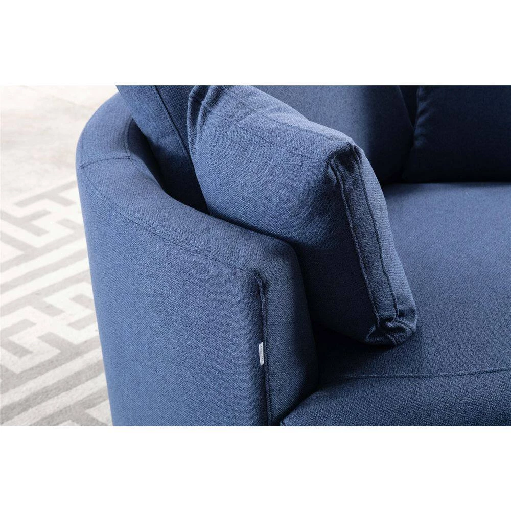 Blue Swivel Fabric Upholstered Barrel Accent Chair With Toss Pillows by HOMEFUN 10 Blue Swivel Fabric Upholstered Barrel Accent Chair With Toss Pillows by HOMEFUN - Image 8