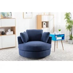 Blue Swivel Fabric Upholstered Barrel Accent Chair With Toss Pillows by HOMEFUN 13 Blue Swivel Fabric Upholstered Barrel Accent Chair With Toss Pillows by HOMEFUN -Cheap LR Home Store blue homefun accent chairs hfhdsn 187b c3 1000