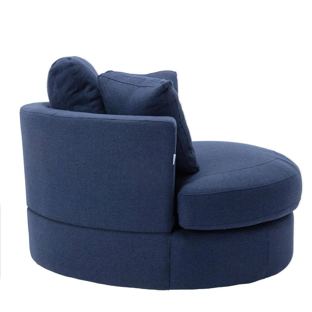Blue Swivel Fabric Upholstered Barrel Accent Chair With Toss Pillows by HOMEFUN 4 Blue Swivel Fabric Upholstered Barrel Accent Chair With Toss Pillows by HOMEFUN - Image 2