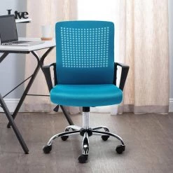 Blue Mesh Ergonomic Office Tack Chair by HOMEFUN -Cheap LR Home Store blue homefun task chairs hfhdof 033bu 31 1000