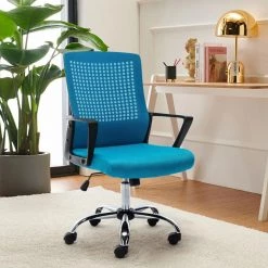 Blue Mesh Ergonomic Office Tack Chair by HOMEFUN -Cheap LR Home Store blue homefun task chairs hfhdof 033bu 4f 1000