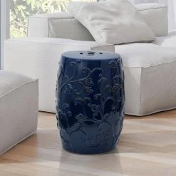 Dark Blue Porcelain Ottoman by Oriental Furniture -Cheap LR Home Store blue oriental furniture ottomans bw garden13 31 1000