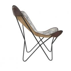 Floral Canvas Leather Blue / White Butterfly Chair by LR Home -Cheap LR Home Store blue white lr home accent chairs chair35010mlt262b 44 1000